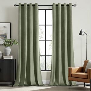 Sage Green Elegant Velvet Curtains Grommet  Room Darkening 52 x 84" Set of 2